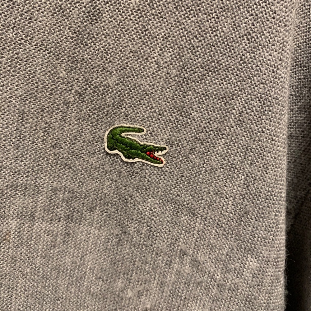 Men’s vintage grey Lacoste v-neck sweater